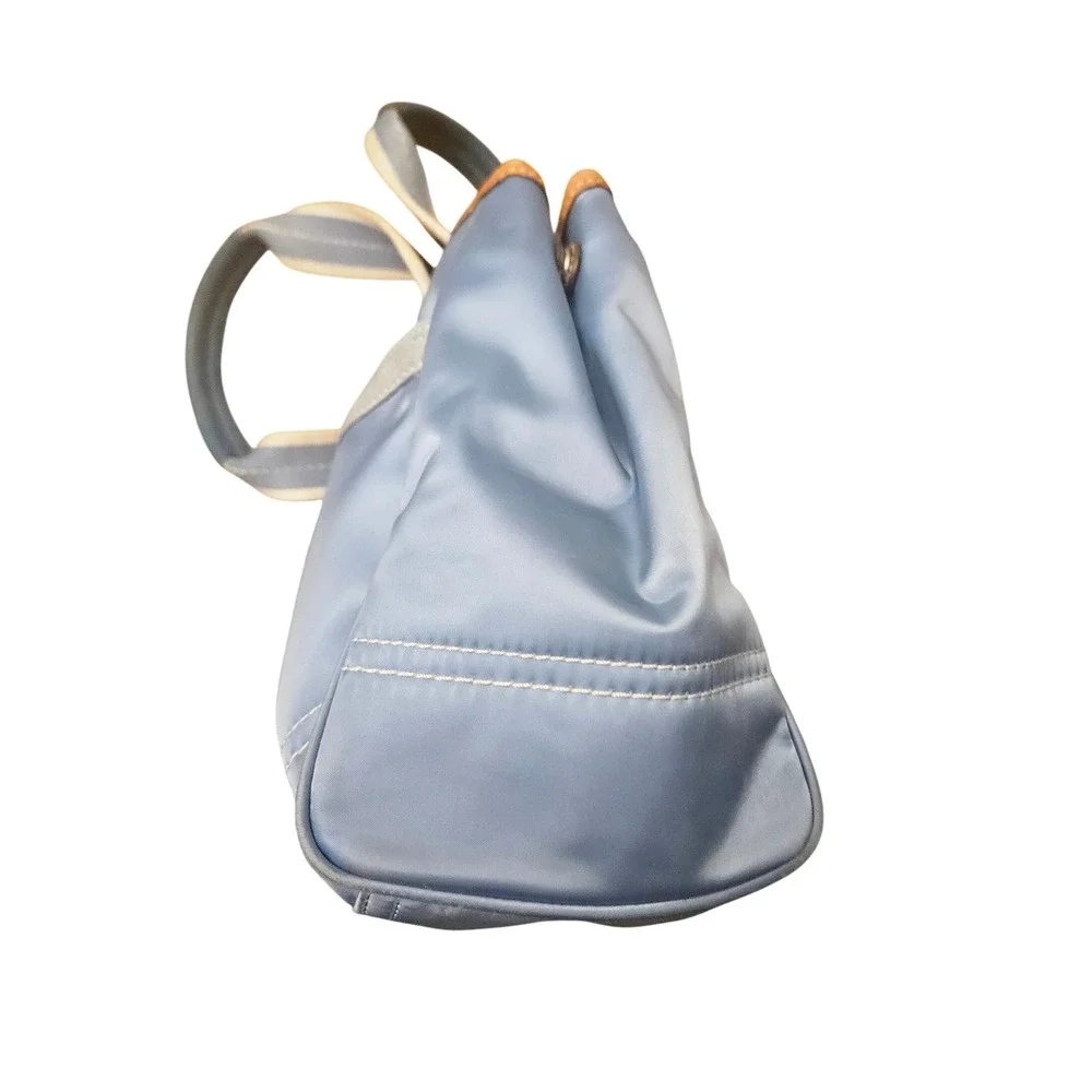 Coach Blue‎ Nylon Leather Trimmed Satchel Handbag Designer Purse - Picture 5 of 8